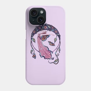 Fairy with moon and butterflies by Renee Lavoie Phone Case