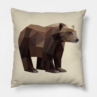 Brown Bear Low Poly Pillow