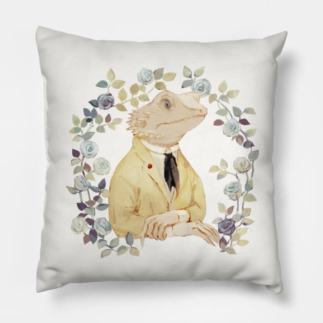 The White Lizard Gentleman Pillow by rt0no