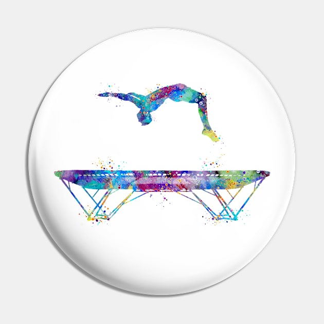 Boy Trampoline Watercolor Pin by LotusGifts