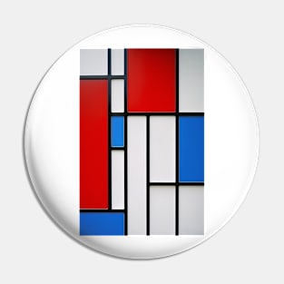 Mondrian Style - Red, White and Blue Pin