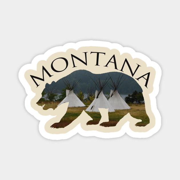 Montana - Grizzly and Teepees Magnet by Whisperingpeaks