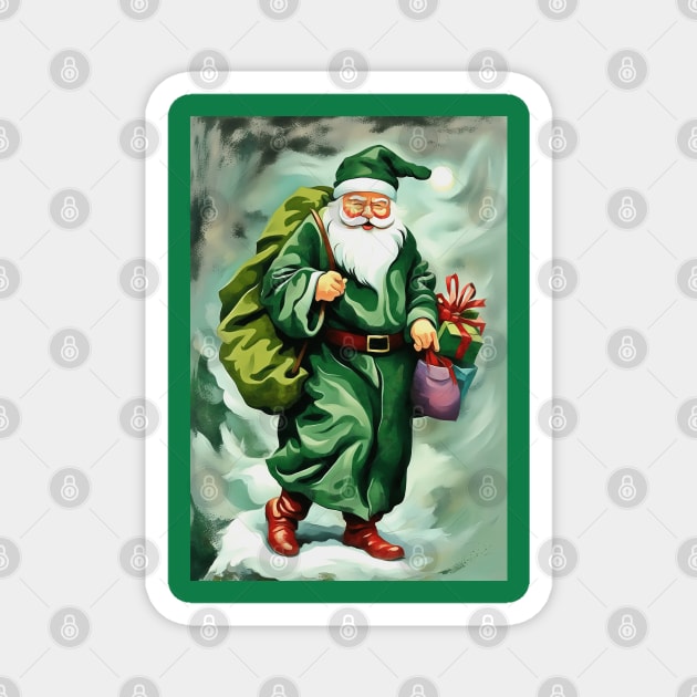 Victorian Father Christmas Wearing Green Robes Magnet by taiche