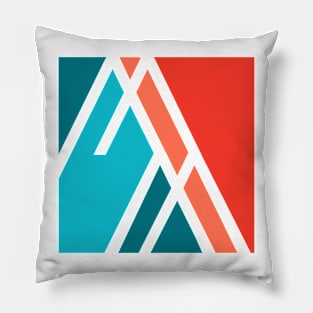 Modern geometric pattern orange blue Pillow