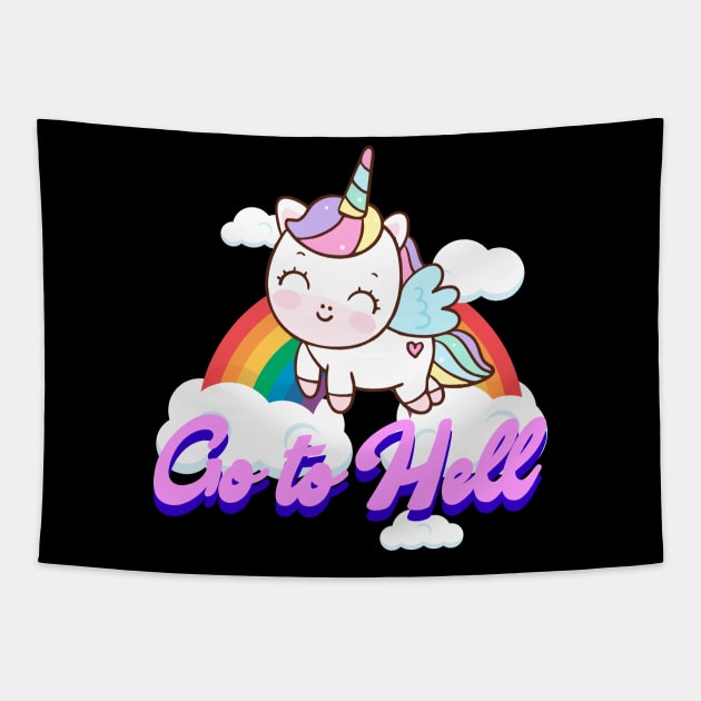 Go To Hell Unicorn Tapestry by Ubold