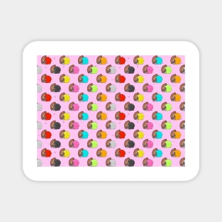 American Football - Colorful Helmets and Ball Pattern on Pink Background Magnet