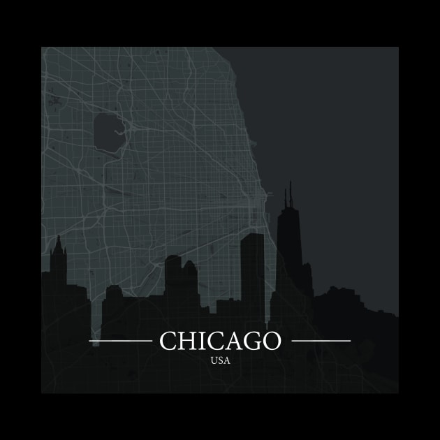 Chicago city map with silhouette by Aeons