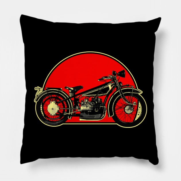 1923 R32 Retro Red Circle Motorcycle Pillow by Skye Bahringer