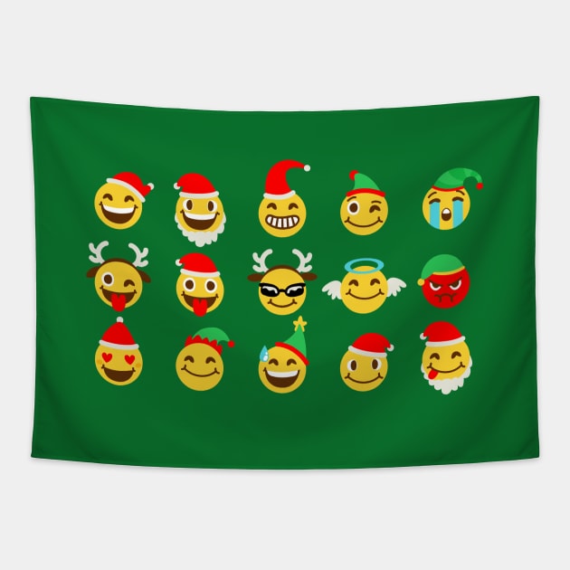 xmas emoji happy faces Tapestry by gossiprag