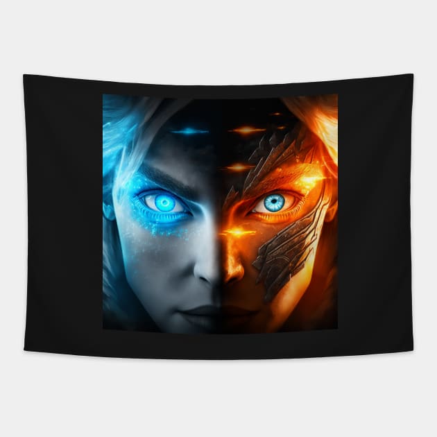 Viking Female Spirit Eyes Ice and Fire Tapestry by AICreateWorlds
