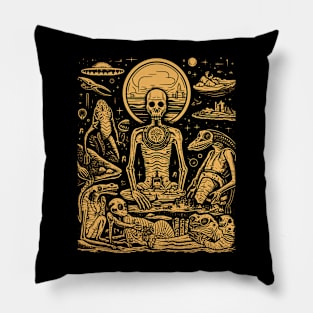 Occult Esoteric Alien Ritual Drawing - Mystical Ceremony Art Pillow