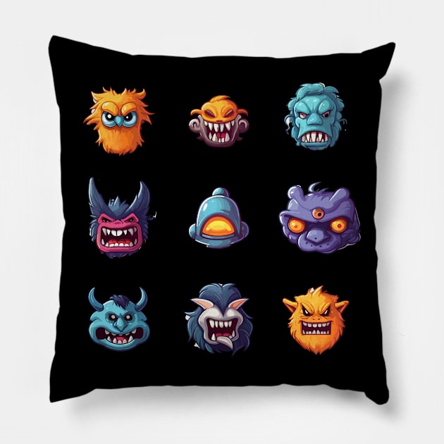 Scary Faces of Evil and Shizz Halloween Costume Pillow by DanielLiamGill