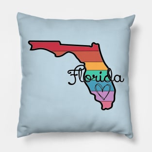 Florida Rainbow Sunshine State Outline Love Pillow