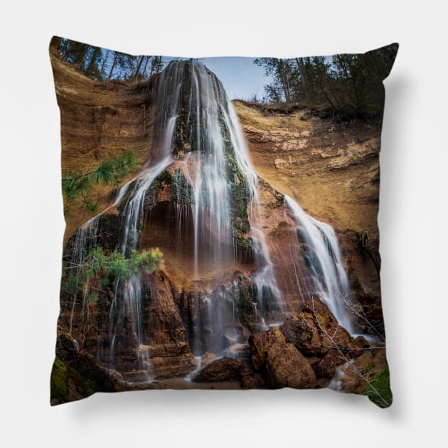 Smith Falls Long Exposure Pillow by ElevatedCT