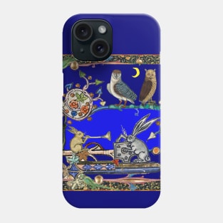 WEIRD MEDIEVAL BESTIARY MAKING MUSIC, Three Owls And Night Concert of Rabbits Phone Case