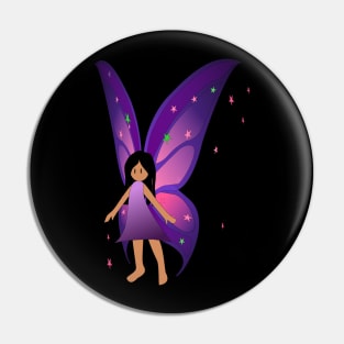 Fairy with Purple wings and long dark hair Pin