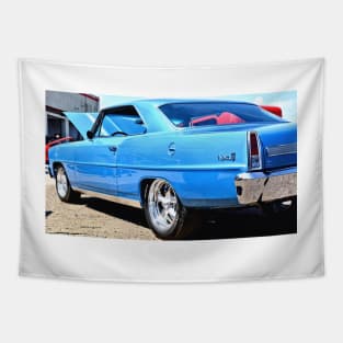 Blue Chevy Nova Hot Rod Tapestry