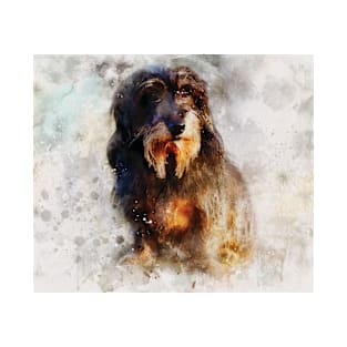 Dachshund dog watercolour digital portrait T-Shirt