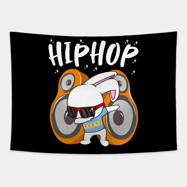 Hip Hop Dabbing Easter Bunny Tapestry by BadDesignCo