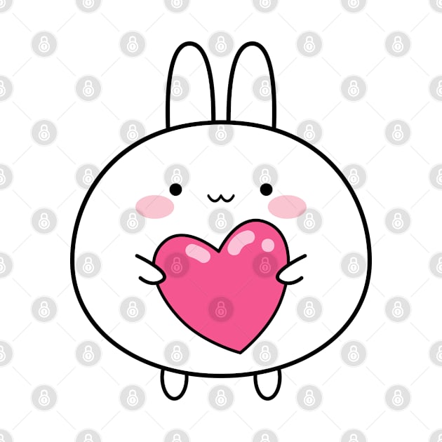 Love you sticker, Cute white rabbit sticker, Valentines day, Cute sticker, Kawaii rabbit, Pink sticker by KristinityArt