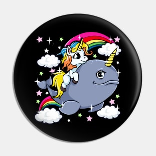 Unicorn Riding Narwhal Adorable Unicorn Of The Sea Pin