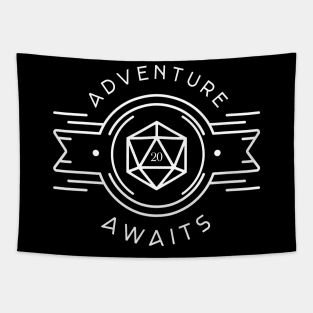 Adventure Awaits Polyhedral D20 Dice Tabletop RPG Addict Tapestry
