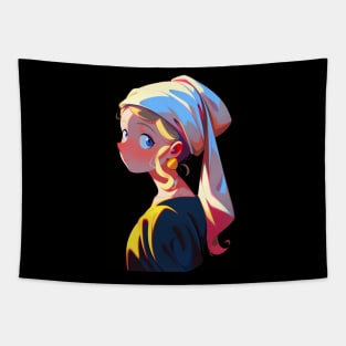 Girl with Earring w/Background Tapestry