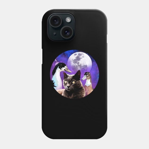 Two Ducks Cat Moon Phone Case by whatsupnerds