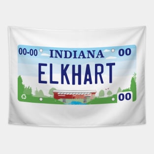Elkhart Indiana License Plate Tapestry