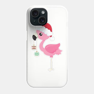 Christmas Flamingo, Santa Hat, Christmas Ornaments Phone Case