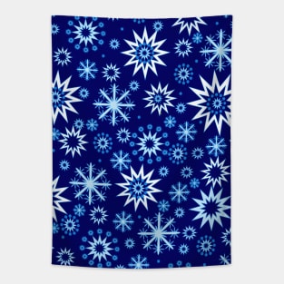 Winter pattern with snowflakes on blue Tapestry