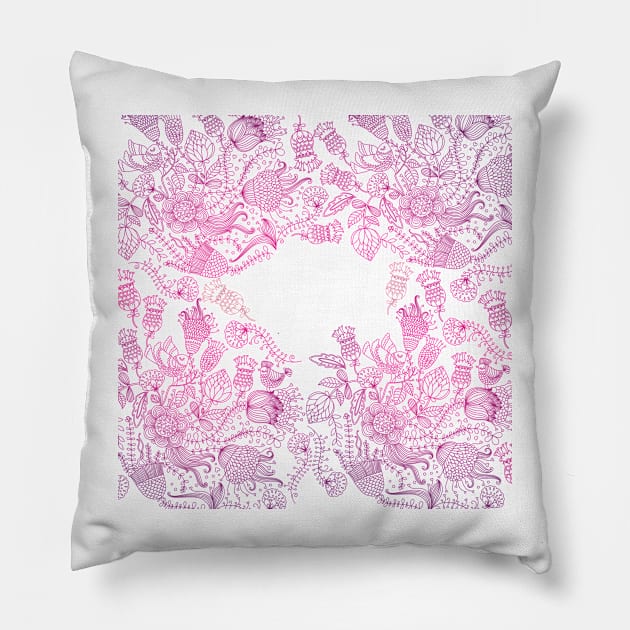 Floral Line Drawing Pillow by Makanahele