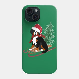 Bernese Mt Dog Bringing Home Xmas Tree Phone Case