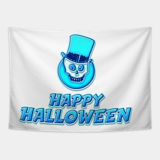 Blue Comics Style Happy Halloween Skeleton Sticker Coolest Gift Idea for Kids Tapestry