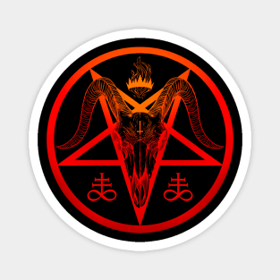 Baphomet pentagram. Goat skull Magnet