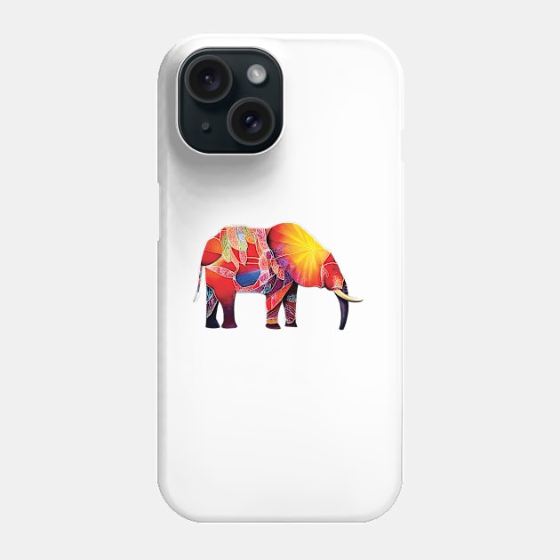 Abstract Elephant Art in Bold Blue, Yellow and Red Pattern Phone Case by Geminiartstudio