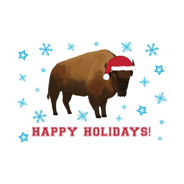 Happy Holidays Bison by College Mascot Designs