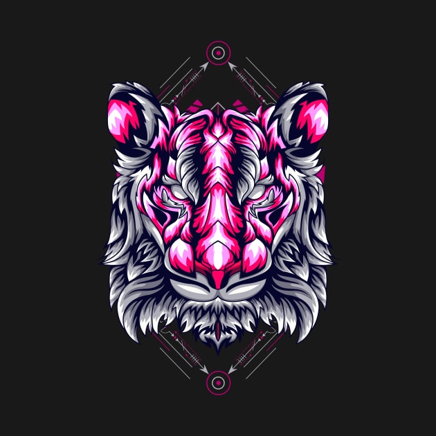 tiger head front crest retro by SHINIGAMII