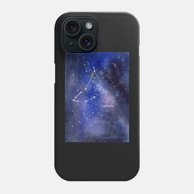 Capricorn Star Constellation with Galaxy Background Phone Case by Sandraartist