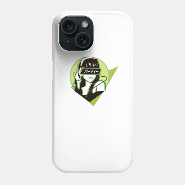 Party! - Sad Japanese Aesthetic - Green Ver Phone Case by DriXxArt