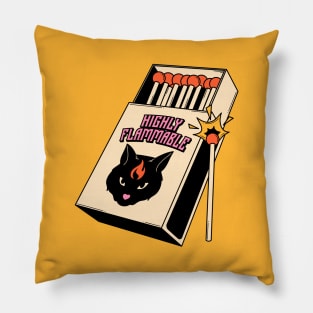 Highly Flammable Black Cat in yellow Pillow