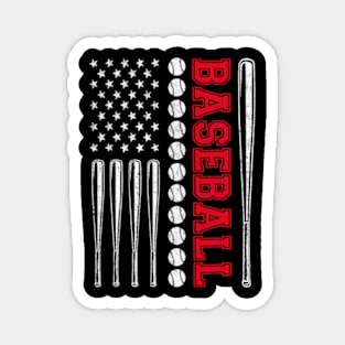 Baseball Bat Lover American Flag Team Magnet