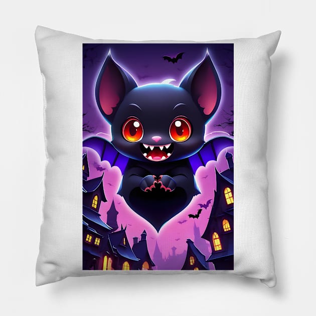 Kawaii Vampire Bat Pillow by Spaceboyishere