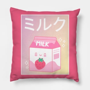 Japanese Aesthetics Kawaii Strawberry Milk Shake Pillow