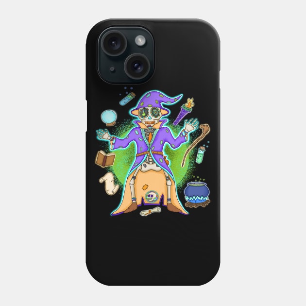 The skeleton Wizard - Dia De Los Muertos - Mythical character lover Phone Case by Scriptnbones