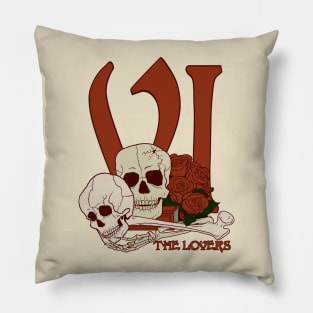 Halloween Tarot VI: The Lovers (skeletons) Pillow