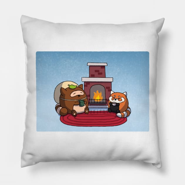 Potato Tanuki Cozy Fireplace ~ Pillow by Potato-Yi