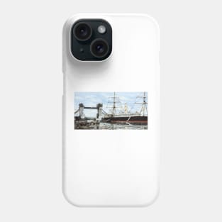 SS RUAHINE MOORED BELOW TOWER BRIDGE, LONDON Phone Case