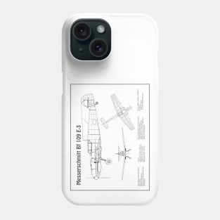 Messerschmitt Bf 109 E-3 - Airplane Blueprint - BD Phone Case