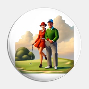 Golf Player And Caddie Pin